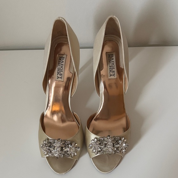 Badgley Mischka Shoes - Badgley Mischka Women's Cream Jeweled Heels